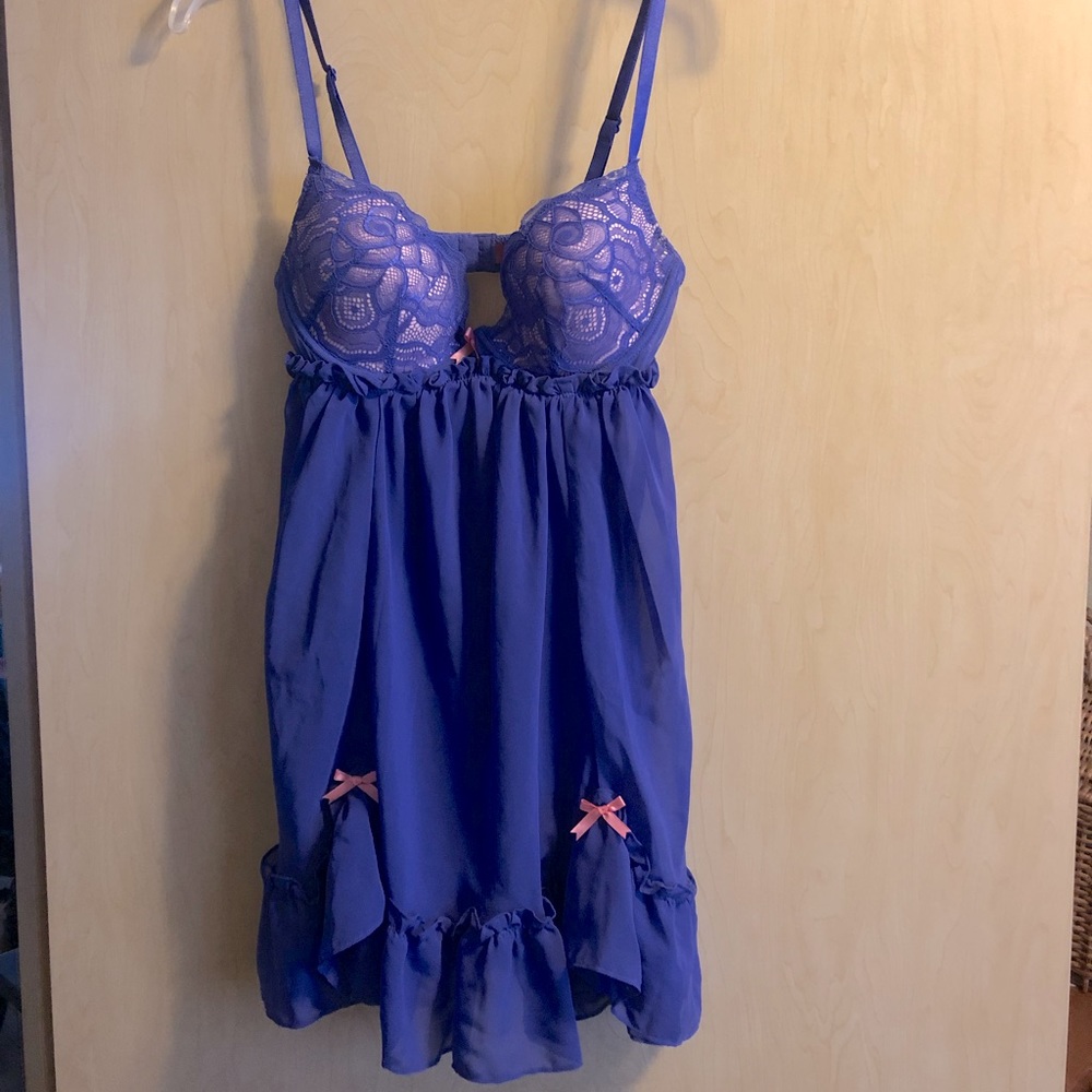 Betsey Johnson Purple Lingerie with pink bows size  Small